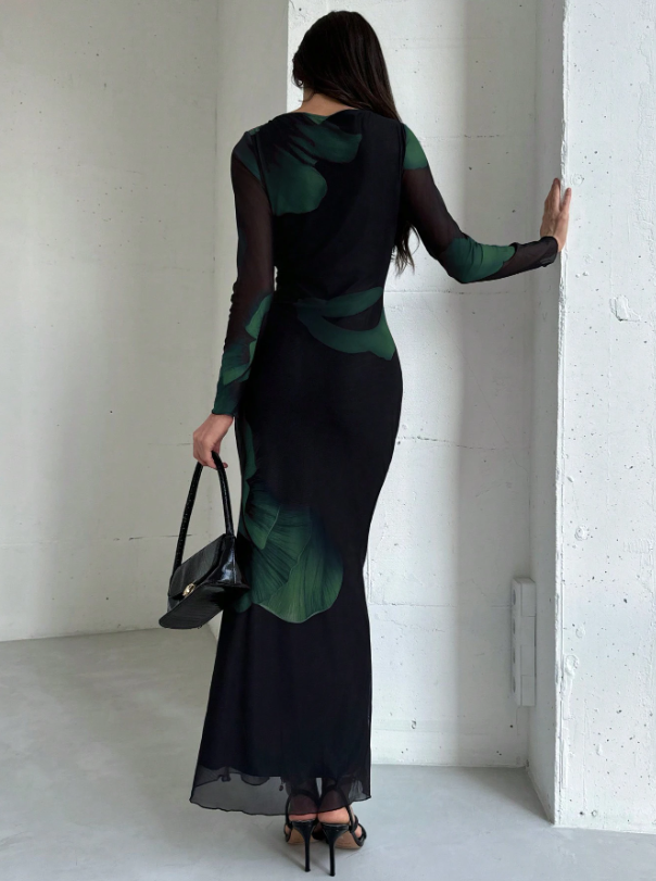 Mesh Print Party Cocktail Dress