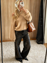 fluffy off shoulder sweater