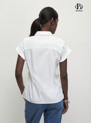 Casual Cap Sleeve Shirt With Knot Detail