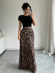 Leopard Print Casual Skirt