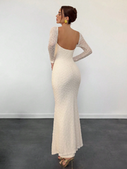 Knitted Textured Solid Color Bodycon Mermaid Dress