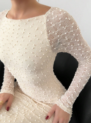 Knitted Textured Solid Color Bodycon Mermaid Dress
