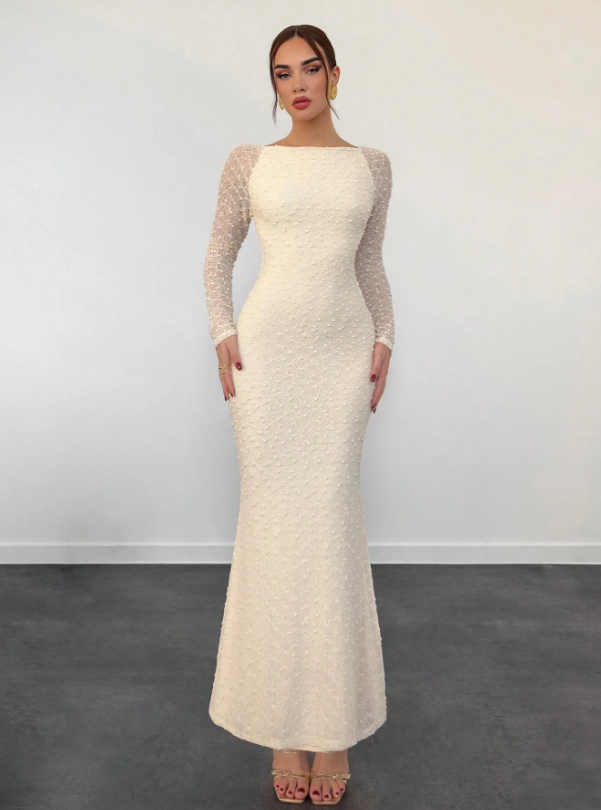 Knitted Textured Solid Color Bodycon Mermaid Dress