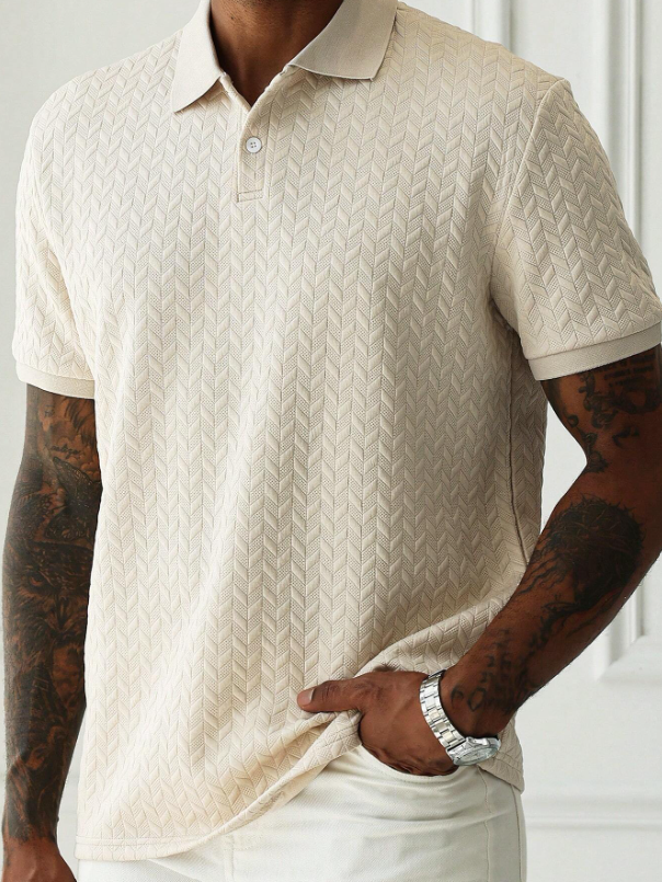 Turndown Collar Front Button Short Sleeve Simple Polo Shirt