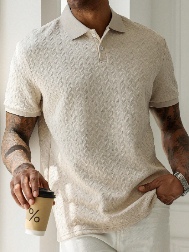 Turndown Collar Front Button Short Sleeve Simple Polo Shirt