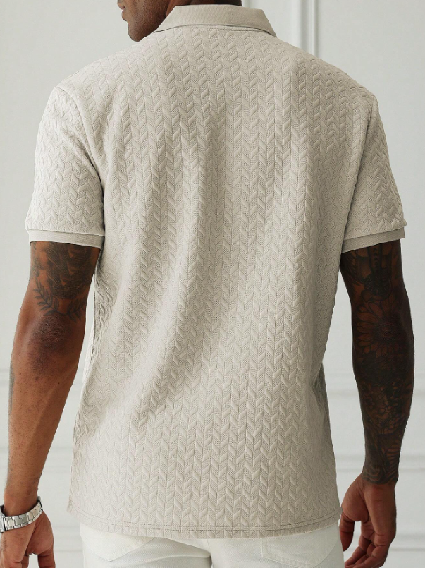 Turndown Collar Front Button Short Sleeve Simple Polo Shirt