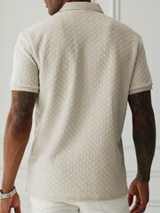 Turndown Collar Front Button Short Sleeve Simple Polo Shirt