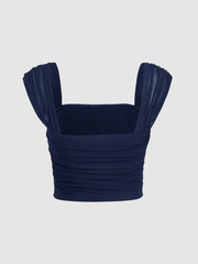 Square Neck Ruched Crop Tank Top