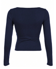 Button-Front Letter Print Tee