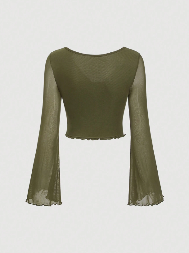 Tie Front Bell Sleeve T-Shirt
