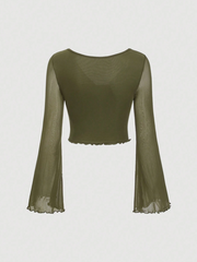 Tie Front Bell Sleeve T-Shirt