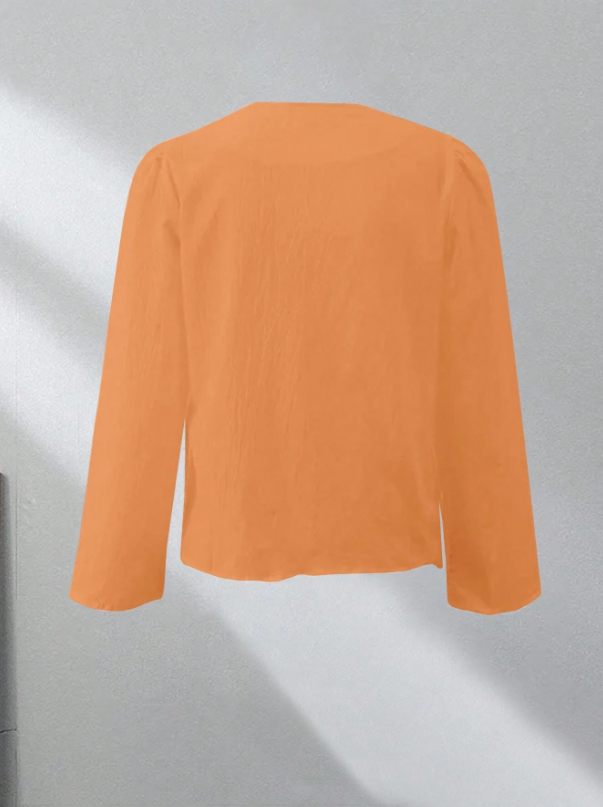 Dropped Shoulder Long Sleeve Self-Tie Front Loose Shirt