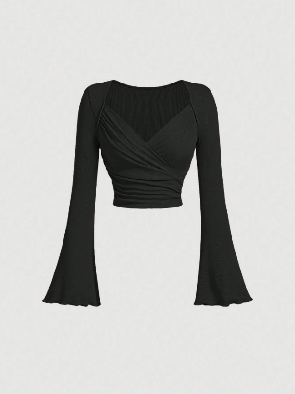 Overlapping Bell Sleeve Top