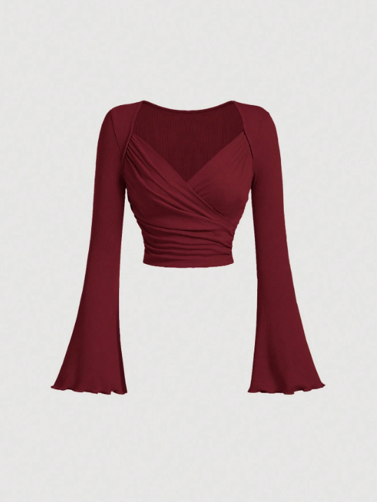 Overlapping Bell Sleeve Top