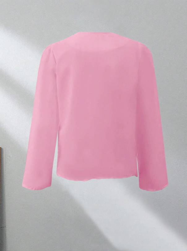 Dropped Shoulder Long Sleeve Self-Tie Front Loose Shirt