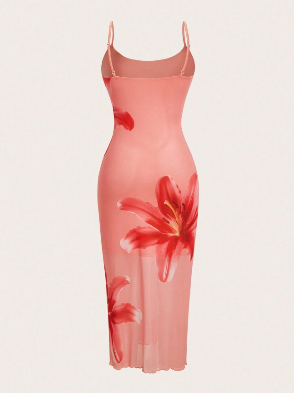 Elegant Floral Print Camisole Dress