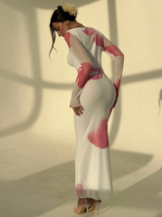 Mesh Print Party Cocktail Dress