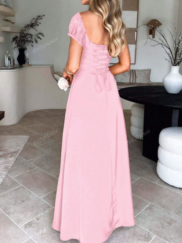 Bohemian Style Low Neck Backless Tie Strap Dress