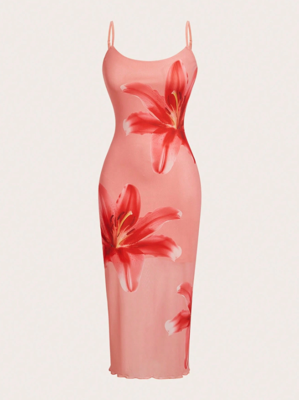 Elegant Floral Print Camisole Dress
