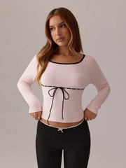 Lace Slim Fit Long Sleeve T-