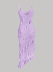 Multi-Layered Lotus Leaf Long Dress