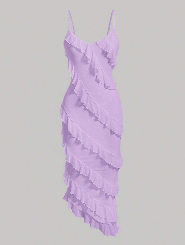 Multi-Layered Lotus Leaf Long Dress