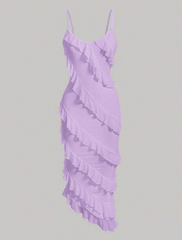 Multi-Layered Lotus Leaf Long Dress