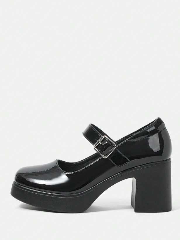 Solid Color High Heel Mary Janes Shoes