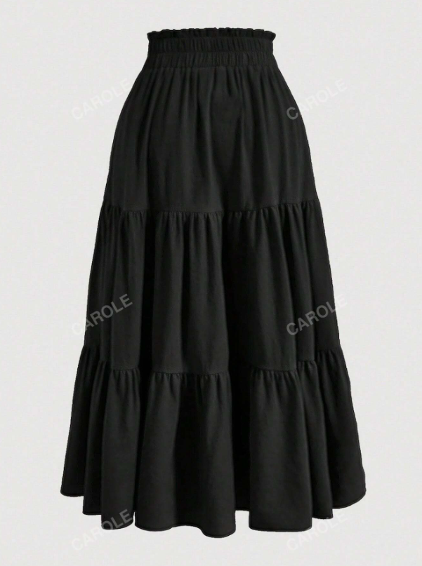 Tiered Ruched Elastic Waist Skirt