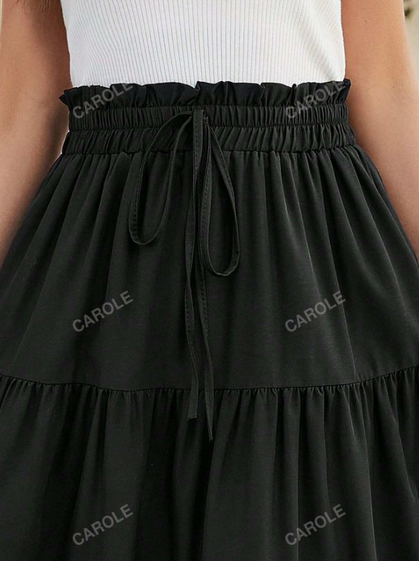 Tiered Ruched Elastic Waist Skirt