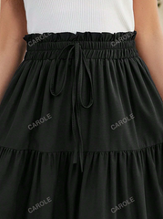 Tiered Ruched Elastic Waist Skirt