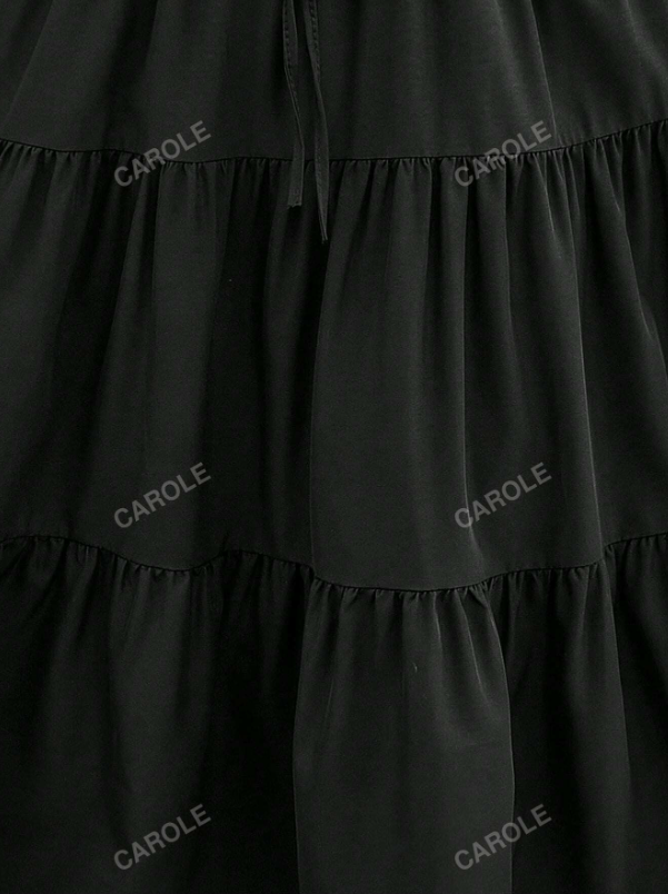 Tiered Ruched Elastic Waist Skirt
