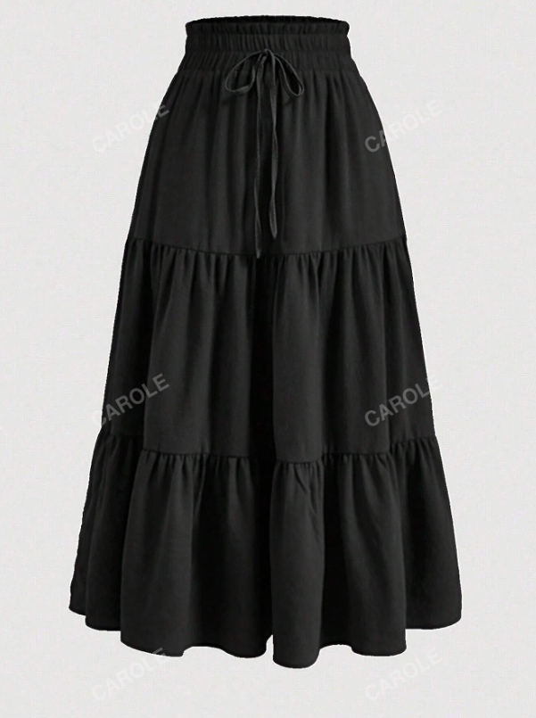 Tiered Ruched Elastic Waist Skirt