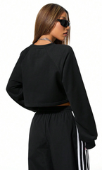 Casual Cargo Crew Neck Crop Sweatshirt