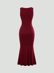 Square Neck Pleated Sleeveless Dress