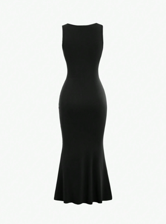 Square Neck Pleated Sleeveless Dress