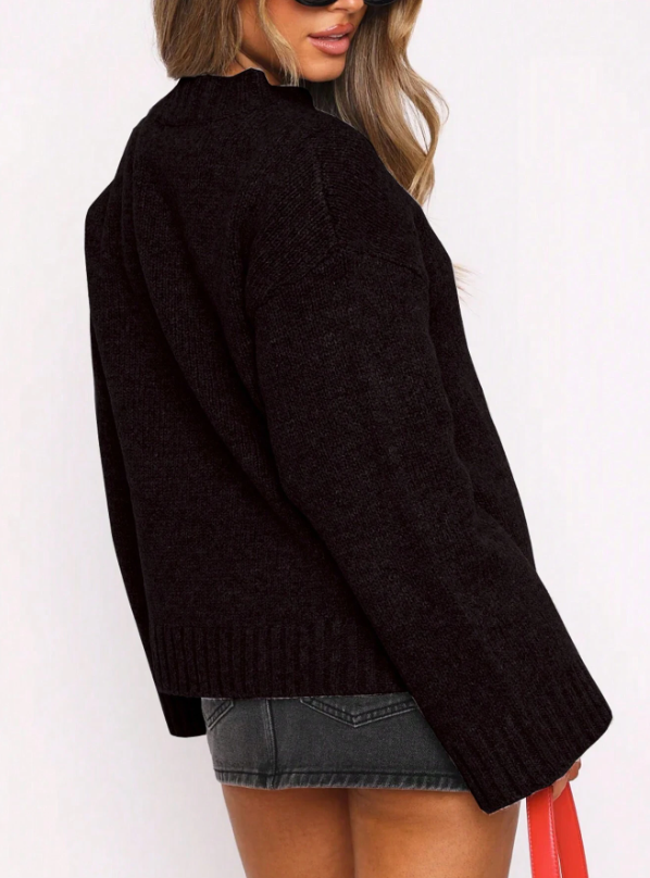 Knitted Sweater Solid Color Loose Pullover