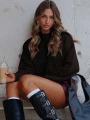 Knitted Sweater Solid Color Loose Pullover