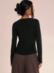 MUSERA Knitted Crew Neck Long Sleeve Top