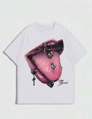 Lip Printed Short Sleeve T-Shirt