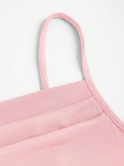 Solid Color Pleated Mermaid Hem Spaghetti Strap Dress