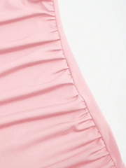 Solid Color Pleated Mermaid Hem Spaghetti Strap Dress