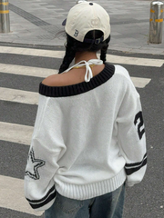 V-Neck Graphic Sweater