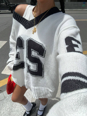 V-Neck Graphic Sweater