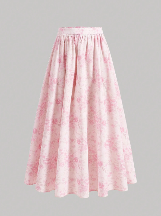 Vintage Floral Bow Knot Top and Skirt Set