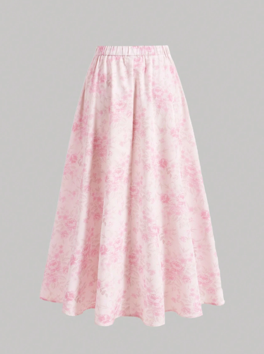 Vintage Floral Bow Knot Top and Skirt Set