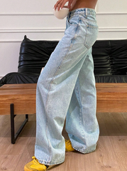 Casual Straight Leg Jeans With Washing Effect
