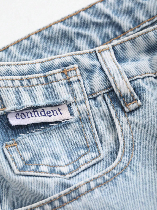Casual Straight Leg Jeans With Washing Effect