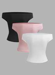 3pcs Solid Off Shoulder Ruched Top