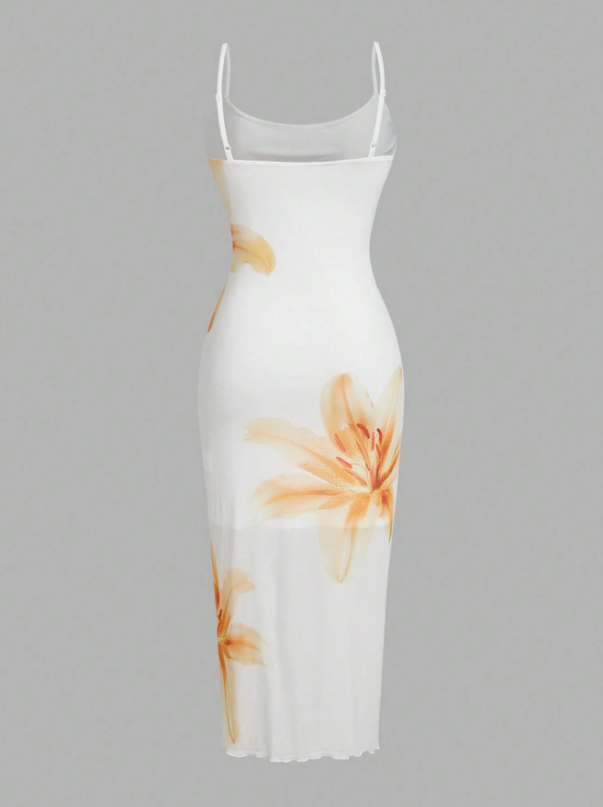 Elegant Floral Print Camisole Dress